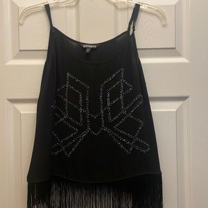 EXPRESS Gorgeous Flirty Fringe Camisole Style Shirt with sequin front detail